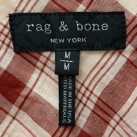 Rag & Bone New York Robbie Pink Red Plaid Button Down Shirt Size Medium - Picture 8 of 14